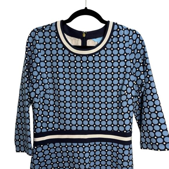 Draper James Persley Ponte Blue Polka Dot 3/4 Sleeve Dress - Picture 5 of 9